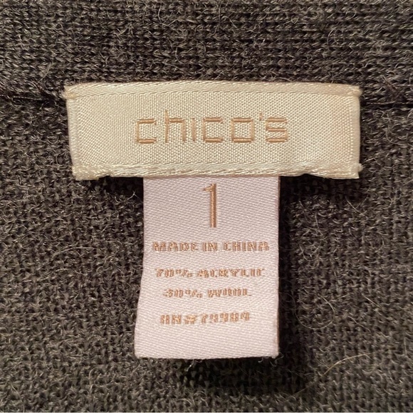 Chico’s Sweater Women’s Size 1 Medium Black One Hook Closure Whimsigoth - Picture 4 of 7